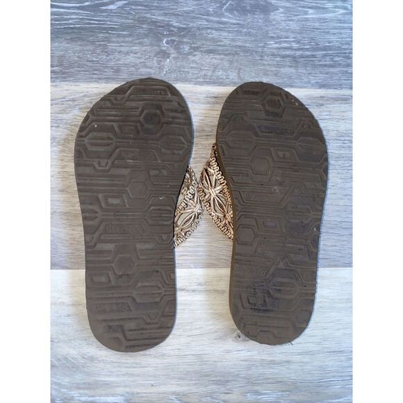 Skechers Meditation Ocean Breeze Flip Flop Sandals Brown Thongs Yoga Foam Size 6 - Picture 4 of 8